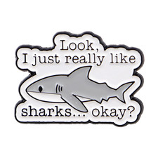 Funny Shark Enamel Pin Cartoon Brooch Pines Lapel Pins Quote Badge on Backpack picture