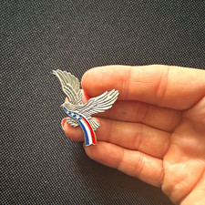 Patriotic Eagle Pinback Pin with American Flag Stars and Stripes picture