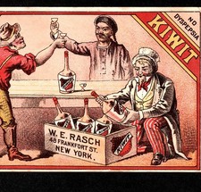 1800s Uncle Sam Medicine Liquor Kiwit Bottle Rasch NY Chinese Trade Card j.US picture