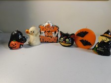 Vintage 1990's Russ Halloween Candle Lot of 6 Witch, Black Cat Ghost Bats picture