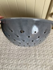 Vintage Gray Mottled Enamelware Graniteware Colander Strainer  Farmhouse 11” picture
