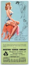 1945 ROCKFORD IL ROCKFORD VARNISH CO SEXY PINUP ART CALENDAR INK BLOTTER Z5846 picture