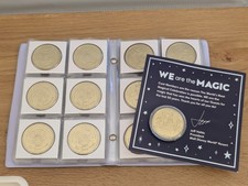 Disney World 50th Anniversary Golden Medallion Coins COMPLETE 58 w/Cast Member picture