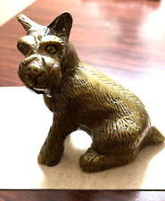 Vintage Solid Brass Scottish Terrier Dog Figure Paperweight 3.5