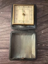 Vintage Florn 2 Jewel Travel Alarm Clock Germany Folding Leather Case Works picture