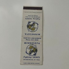 Minnesota Fighting Saints Hockey Schedule 1973-74 Vintage Matchbook Cover MB37-2 picture