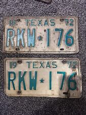 Vintage Texas 1972 Pair License Plates RKW176 picture