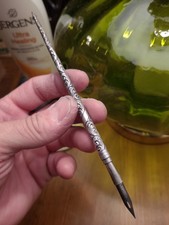 Antique Sterling Silver Repousse Calligraphy Dip Pen Holder Civil War Spencerian picture
