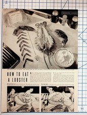 Vintage 1940s How To Eat A Lobster Food Prep Magazine Ad Ephemera picture