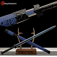 Blue Dragon Chinese Han Dynasty Jian Ebony 1095 Carbon Steel Double Edge Sword picture