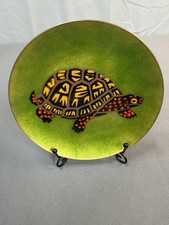 VTG Ann Marie Davidson Enamel Copper Plate Turtle Terra Madre California MCM 7” picture