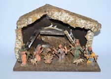 Vintage Nativity Manger Scene Depose Italy Fontanini Wood Barn Lighted  picture