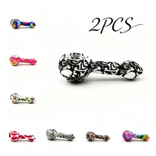 2PCS Hand Spoon Silicone Tobacco Pipe Random Print Portable With Glass Bowl picture