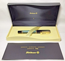 Pelikan Souveran R400 Roller Ball Pen Green & Black New In Box Beautiful Pen picture