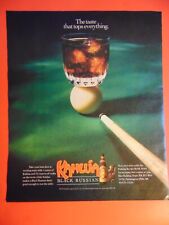 1992 KAHLUA BLACK RUSSIAN Pool Table art print ad picture