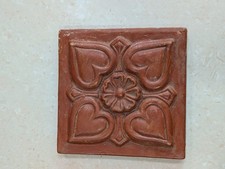 Vintage Old Handcrafted Clay Relief Tile 6x6