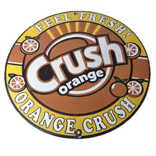 Vintage Orange Crush Sign - Orange Crush Beverage Gas Station Porcelain Ad Sign picture