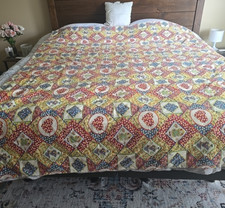 Vtg 1970's Holly Hobbie Hand Stitched Granny Cottage Full/Queen Quilt Bedspread picture