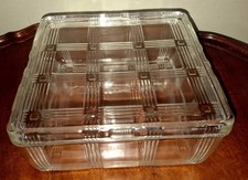 Antique Hazel Atlas Glass Refrigerator Container 8 1/2” X 8 1/2” w/lid picture