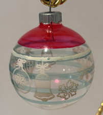Vtg Shiny Brite Unsilvered Stencil Stripe Glass Ball Xmas Ornament HTF 2.5