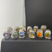Vintage Travel Thimble Lot States Silver Gold Tone Enamel Souvenir 13pc picture