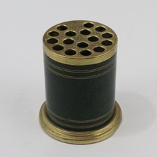 Vintage MCM Green Brass Pencil Holder Desk Accessory Unbranded picture