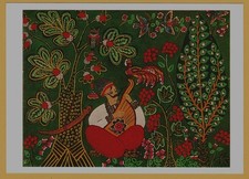 1981 COSSACK Music BANDURA Folk Art Ukrainian Decorative PAINTING USSR Postcard picture