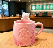 LUXURY Starbucks Cute Pink Sakura Cat Coffee Mug Cup Cherry Blossom Christmas picture