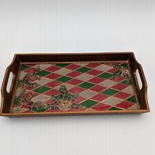 Robert M Weiss Peruvian Harlequin Holly Tray Vintage 6.5 X 12.5in. Christmas  picture