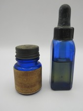 Lot of 2 Vtg Medicine Apothecary Bottles Cobalt Blue Chamberlain Company picture