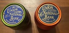2 Vintage Union National Bank MD Coin Barrel Banks picture