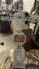 Antique 1900s European cast-iron architectural grave cross 6.2 Feet Height picture