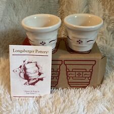 LONGABERGER LOT OF 2 RED VOTIVE CUPS, USA POTTERY, NEW IN BOX picture