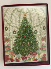 Caspari /The RHS Collection 16 Cards w/Envelopes Christmas Tree Design Rare NIB picture