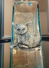 Heritage Metalworks Chihuahua Pewter Green Glass Decanter Bottle Pourer 24Oz USA picture