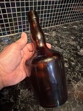 Estate Industries Ltd Kingston Jamaica Brown Glass Liquor Bottle Old Vintage picture