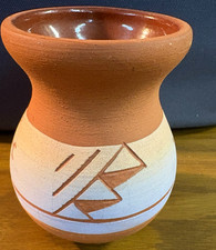 Rod Disbrow Thwice Native American  Vase-4x 3.5 Hand Painted Geometric, Signed picture