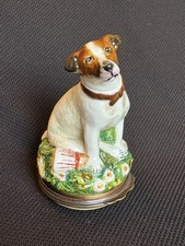 Halcyon Days Enamel Figural Bonbonniere Jack Russell Terrier Dog Trinket Box  picture