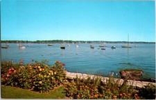 Portsmouth NH postcard PICTURESQUE HARBOR SETTING BOATS & FLOWERS 9/12 AZ8342 picture