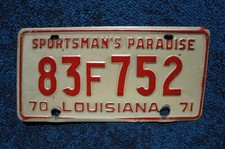 1970 1971 Louisiana License Plate picture