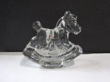 Rocking Horse Crystal Glass Candle Holder Figurine Heavy Clear picture