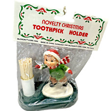 Vintage Novelty Christmas Toothpick Holder Boy Ice Skating 1986 McCrory New picture