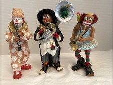Vtg Enesco Parastone Clown Figurines Playing Clarinet, Tuba, and Saxophone (64) picture