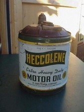Large Heccolene 5 Gal Motor Oil Can H. Earl Clack Montana Rare picture