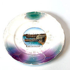 SEATTLE Waterfront Scene WA WASHINGTON Antique Souvenir RARE China Dish Plate picture