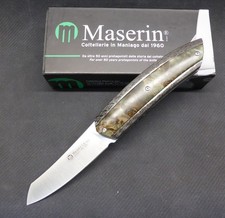 Maserin 375/RV AM5 M390 Flipper Carbon Fiber w/ Green Wood Inlay  Made in Italy picture