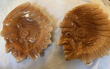 Vintage 1950's Native American Indian Chief Ceramic Ashtray Occupied Japan picture