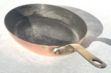 Vintage 10.4inch French Oval Copper Frying Pan Tin Lining 1.5mm 2.2lbs picture