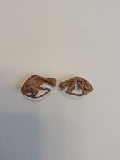 Vintage Folk Art Miniature Hand Carved Peach Pit Monkey Holding Tail lot of 2 picture