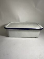 Vintage Enamelware Covered Container Kitchen Refrigerator Storage Box  picture